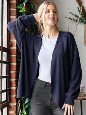 Heimish 🆕️ Navy Urban Ribbed Open Cardigan